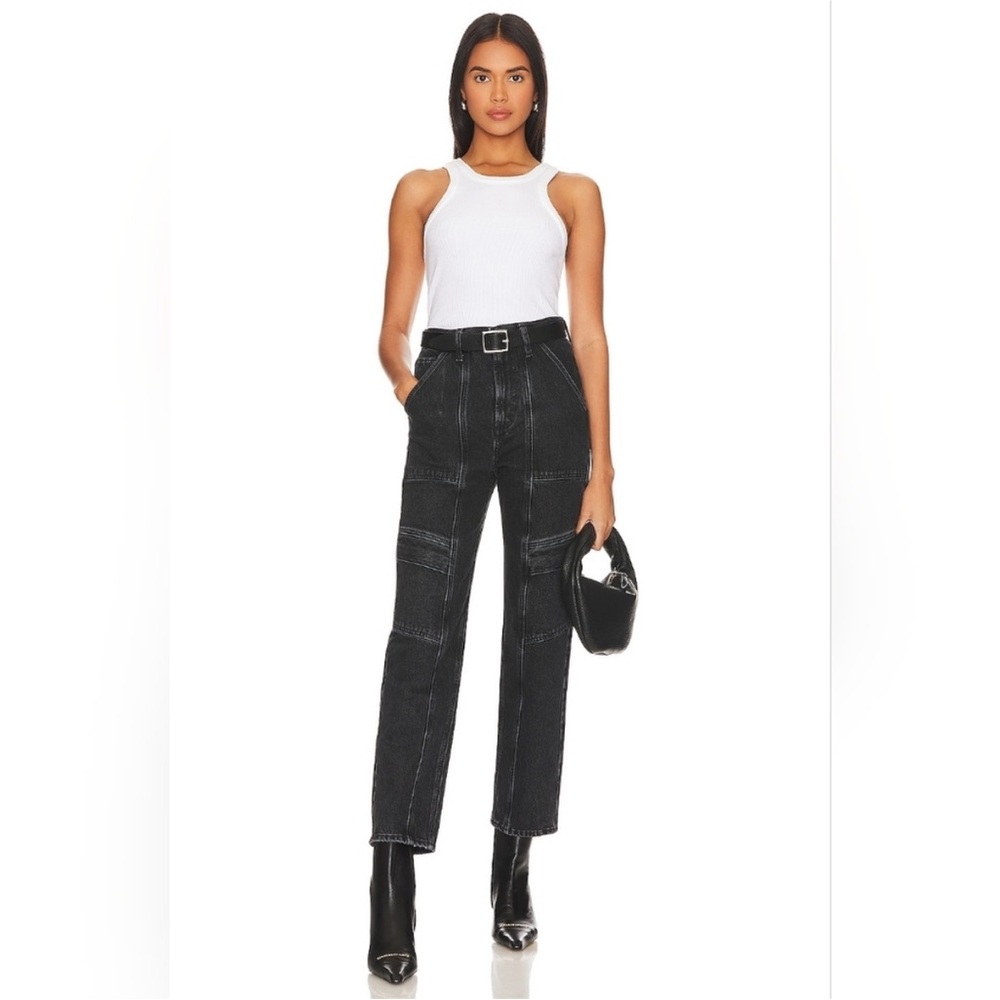 Agolde Black Patchwork Straight-Leg Jeans